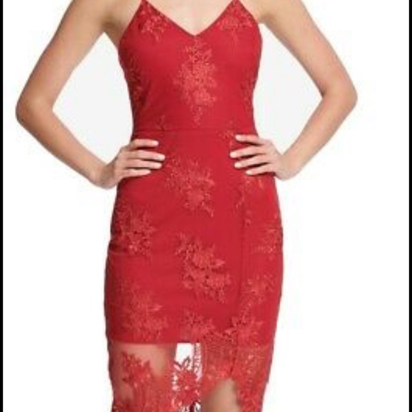 Guess Dresses Womens Guess Red Embroidered Bodycon Dress Poshmark